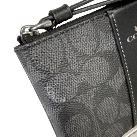 Coach Corner Zip Wristlet in Signature Canvas (Charcoal / Black) - Picture 3 of 4